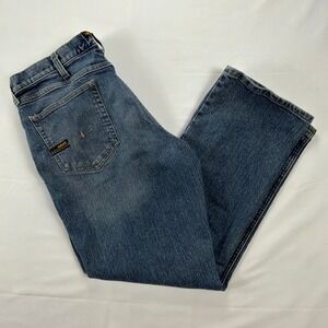 Ariat Rebar M4 Relaxed Boot Cut Work Jeans 35x30 Mens Blue Denim Rugged